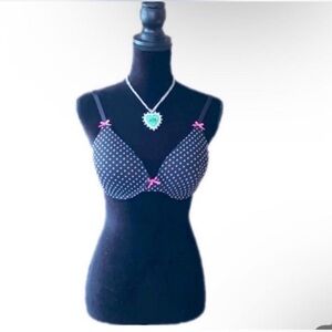 Betsey Johnson black polka dot bra 34C